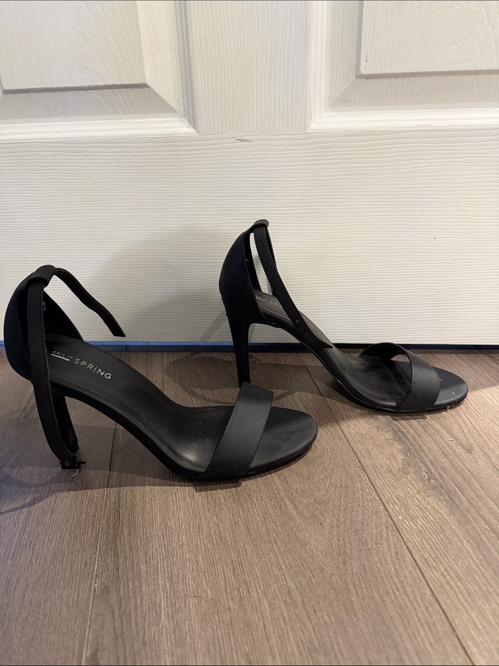 Call It Spring Black Ankle-Strap Stiletto Heels